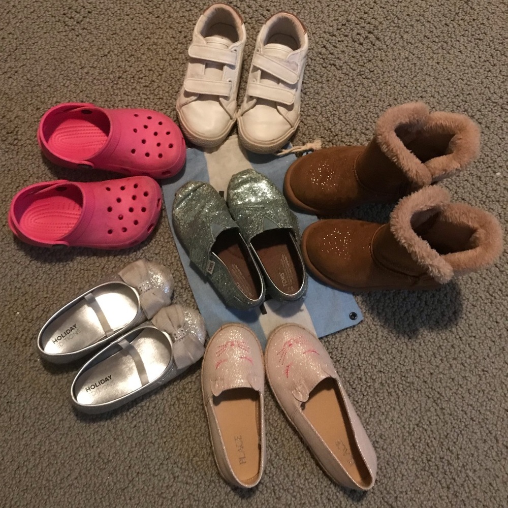 6 pairs of 8T toddler girl shoes
